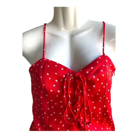 ZARA women bodysuit top Stretch red white Stars Print Size M. - Picture 3 of 15